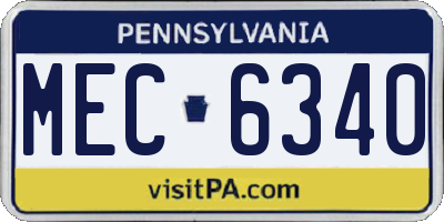 PA license plate MEC6340
