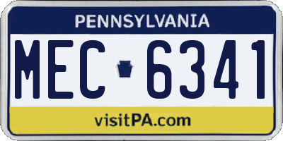 PA license plate MEC6341