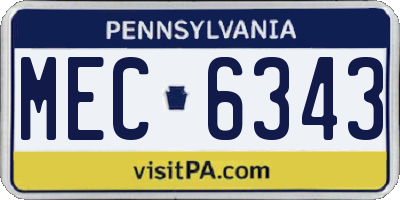 PA license plate MEC6343