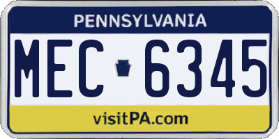 PA license plate MEC6345