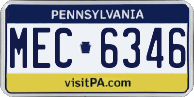 PA license plate MEC6346