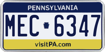 PA license plate MEC6347