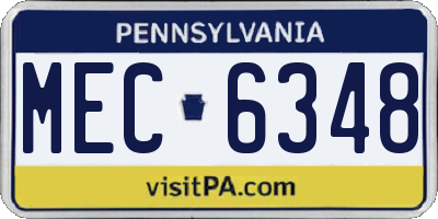 PA license plate MEC6348
