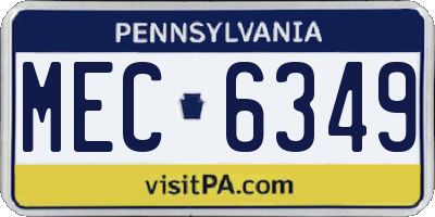 PA license plate MEC6349
