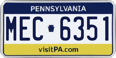 PA license plate MEC6351