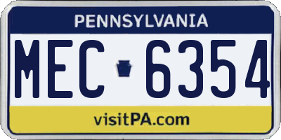 PA license plate MEC6354