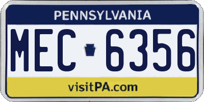 PA license plate MEC6356