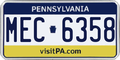 PA license plate MEC6358