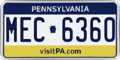 PA license plate MEC6360
