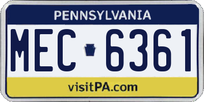 PA license plate MEC6361