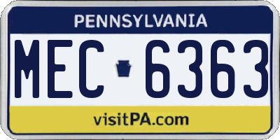 PA license plate MEC6363