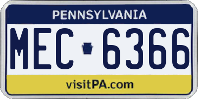 PA license plate MEC6366