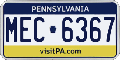 PA license plate MEC6367