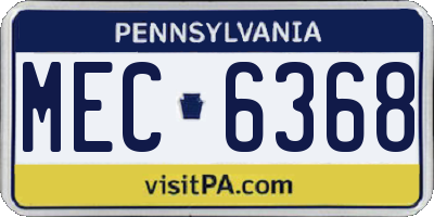 PA license plate MEC6368