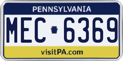 PA license plate MEC6369