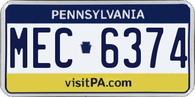 PA license plate MEC6374