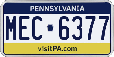 PA license plate MEC6377