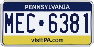 PA license plate MEC6381