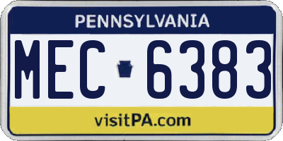 PA license plate MEC6383