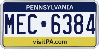 PA license plate MEC6384