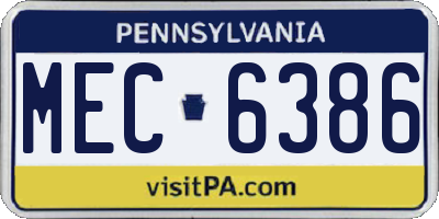 PA license plate MEC6386
