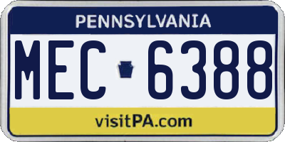 PA license plate MEC6388