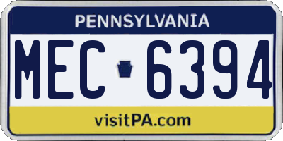 PA license plate MEC6394
