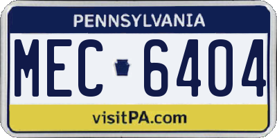 PA license plate MEC6404