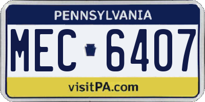 PA license plate MEC6407