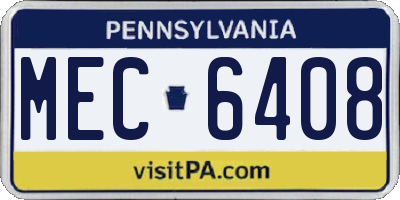 PA license plate MEC6408