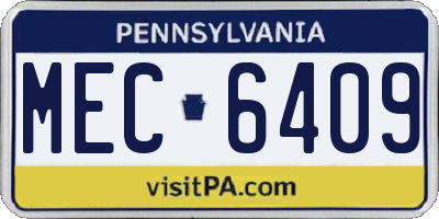 PA license plate MEC6409