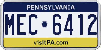 PA license plate MEC6412