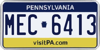 PA license plate MEC6413