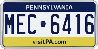 PA license plate MEC6416