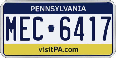 PA license plate MEC6417