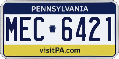 PA license plate MEC6421
