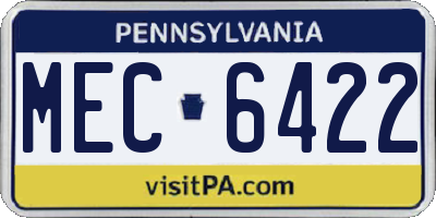 PA license plate MEC6422