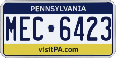 PA license plate MEC6423