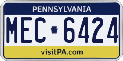 PA license plate MEC6424