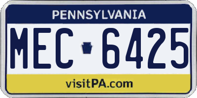 PA license plate MEC6425