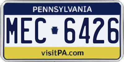 PA license plate MEC6426