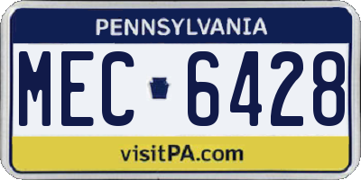 PA license plate MEC6428
