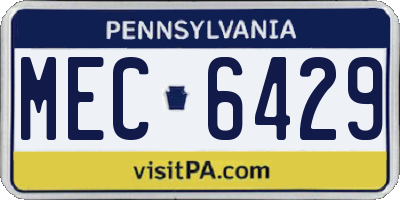 PA license plate MEC6429