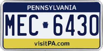 PA license plate MEC6430