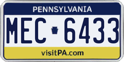 PA license plate MEC6433