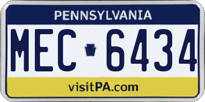 PA license plate MEC6434