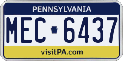 PA license plate MEC6437