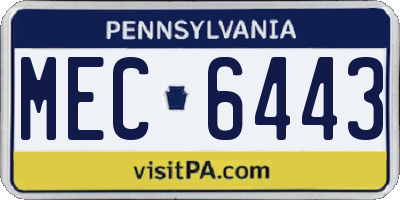 PA license plate MEC6443