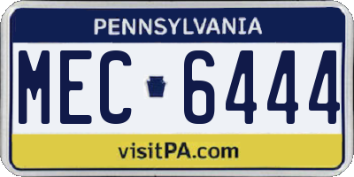 PA license plate MEC6444