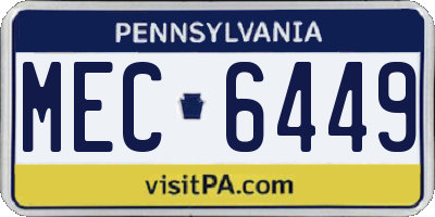 PA license plate MEC6449